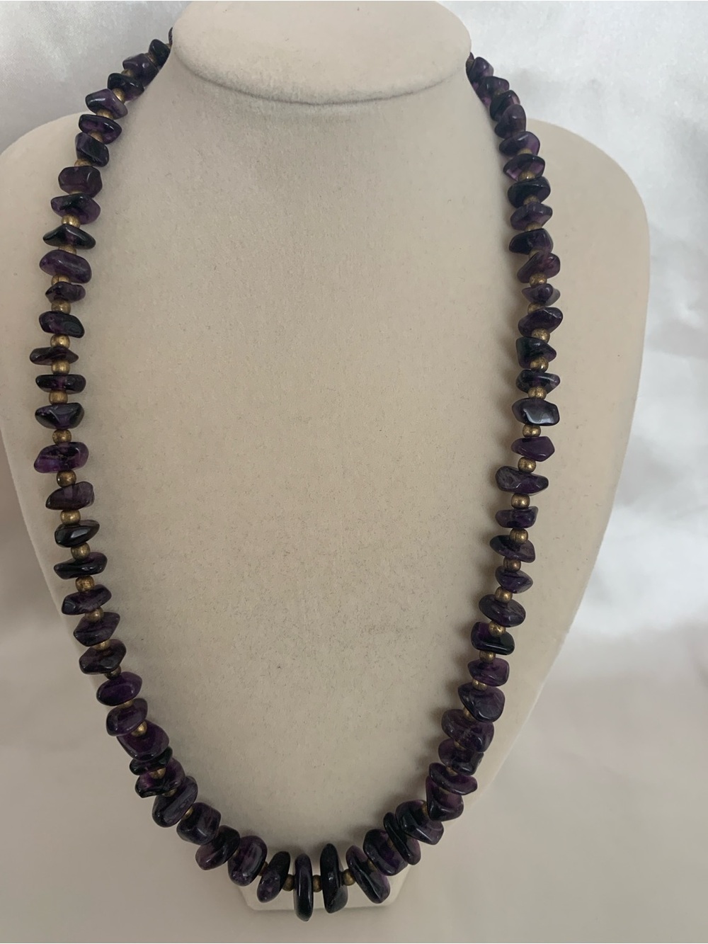 Genuine Amethyst Stone Beaded Necklace - Elegant Womens Jewelry